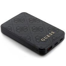 Заредете изображение във визуализатора на галерията – Guess Powerbank 15W GUPB5LP4GEGK 5000mAh black/black 4G Leather Metal Logo
