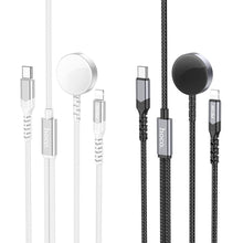 Заредете изображение във визуализатора на галерията – HOCO wireless charger 2in1 for Apple Watch + charging cable for Iphone CW54 white
