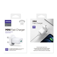 Заредете изображение във визуализатора на галерията – Joyroom USB wall charger 2.1 A UK plug white (L-1A101)
