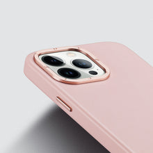 Заредете изображение във визуализатора на галерията – Dux Ducis Grit Leather Case for iPhone 14 Pro Max Elegant Faux Leather Cover (MagSafe Compatible) Pink
