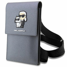 Заредете изображение във визуализатора на галерията – Original KARL LAGERFELD Handbag Saffiano Karl &amp; Choupette KLWBSAKCPMG silver
