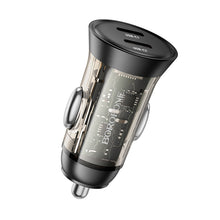 Заредете изображение във визуализатора на галерията – Borofone Car charger BZ26B Discovery - 2xType C - PD 45W 3A transparent-black
