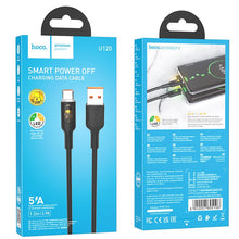 Заредете изображение във визуализатора на галерията – HOCO cable USB to Type C 5A Transparent explore intelligent power-off U120 1m black
