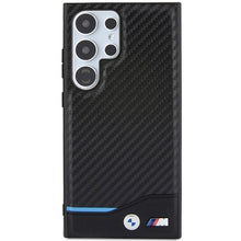 Заредете изображение във визуализатора на галерията – Original Case BMW Leather Carbon BMHCS24L22NBCK for Samsung Galaxy S24 Ultra Black
