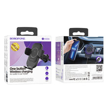 Заредете изображение във визуализатора на галерията – Borofone Car holder BH204 Blue Charm with induction charging to air vent black
