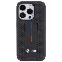 Заредете изображение във визуализатора на галерията – BMW Grip Stand Smooth &amp; Perforated case for iPhone 15 Pro - black
