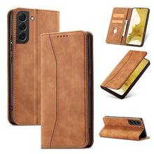 Заредете изображение във визуализатора на галерията – Magnet Fancy Case for Samsung Galaxy S23 flip cover wallet stand brown

