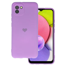 Заредете изображение във визуализатора на галерията – Vennus Silicone Heart Case for Samsung Galaxy A03 design 1 purple
