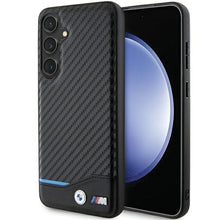 Заредете изображение във визуализатора на галерията – Original Case BMW Leather Carbon BMHCS24M22NBCK for Samsung Galaxy S24 Plus Black
