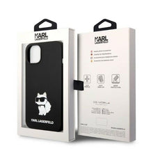 Заредете изображение във визуализатора на галерията – Original KARL LAGERFELD Case Silicone Choupette KLHCP14SSNCHBCK for Iphone 14 black
