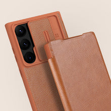 Заредете изображение във визуализатора на галерията – Nillkin Qin Leather Pro Case for Samsung Galaxy S23 Ultra Flip Cover Camera Cover red
