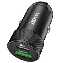 Заредете изображение във визуализатора на галерията – HOCO car charger Type C Power Delivery PD20W  + USB QC3.0 Z32B black
