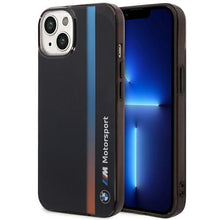 Заредете изображение във визуализатора на галерията – Case BMW BMHCP14S22HVGV iPhone 14 6.1" black/black IML Tricolor Stripe
