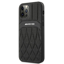 Заредете изображение във визуализатора на галерията – AMG AMHCP12MOSDBK iPhone 12/12 Pro 6,1" czarny/black hardcase Leather Curved Lines
