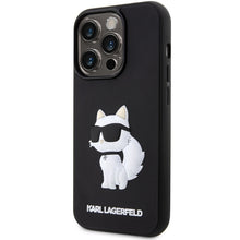 Заредете изображение във визуализатора на галерията – Original Pouch KARL LAGERFELD hardcase Rubber Choupette 3D KLHCP14L3DRKHNK for Iphone 14 Pro Black
