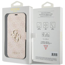 Заредете изображение във визуализатора на галерията – Original Case GUESS book 4G Metal Logo GUBKP15S4GMGPI for Iphone 13/14/15 pink
