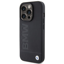 Заредете изображение във визуализатора на галерията – Original Case BMW Magsafe Leather Hot Stamp BMHMP15LSLLBK for Iphone 15 Pro Black

