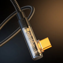 Заредете изображение във визуализатора на галерията – Joyroom USB C cable angled - USB C for fast charging and data transfer 100W 1.2 m black (S-CC100A6)
