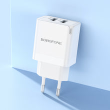 Заредете изображение във визуализатора на галерията – Borofone Wall charger BN15 Strong - 2xUSB - 2,1A white
