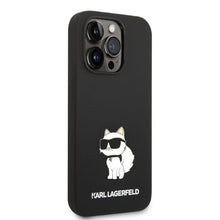 Заредете изображение във визуализатора на галерията – Original KARL LAGERFELD Case Silicone Choupette KLHCP14LSNCHBCK for Iphone 14 Pro black
