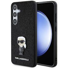 Заредете изображение във визуализатора на галерията – Karl Lagerfeld Fixed Glitter Ikonik Logo Metal Pin case for Samsung Galaxy S24 - black
