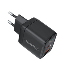 Заредете изображение във визуализатора на галерията – Choetech PD6052 USB-C USB-A PD 35W GaN wall charger with display - black
