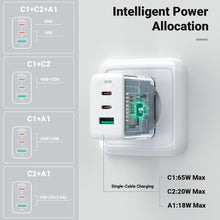 Заредете изображение във визуализатора на галерията – Acefast charger usb a + 2 x typ c qc3.0 pd65w a13 white
