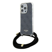 Заредете изображение във визуализатора на галерията – Original faceplate case GUESS GUHCP15LHC4SEK for iPhone 15 Pro (Crossbody Cord 4G Print / black)
