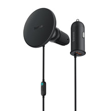Заредете изображение във визуализатора на галерията – Baseus wireless car charger with MagSafe 15W holder for air vent + USB-A 25W black (CW01)
