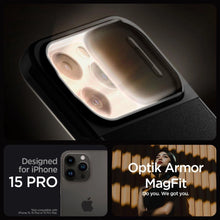 Заредете изображение във визуализатора на галерията – Spigen OPTIK ARMOR MAG MAGSAFE IPHONE 15 PRO BLACK
