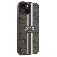 Заредете изображение във визуализатора на галерията – Original Case GUESS 4G Printed Stripes MagSafe GUHMP15SP4RPSK for Iphone 13/14/15 brown
