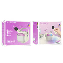Заредете изображение във визуализатора на галерията – Borofone Portable Bluetooth Speaker BP15 Dazzling mini karaoke with microphone white
