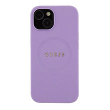Заредете изображение във визуализатора на галерията – Guess Saffiano MagSafe case for iPhone 15 Plus - purple
