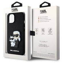 Заредете изображение във визуализатора на галерията – Original Pouch KARL LAGERFELD Saffiano Karl &amp; Choupette KLHCP14MSANKCPK for Iphone 14 Plus Black
