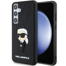Заредете изображение във визуализатора на галерията – Original Pouch KARL LAGERFELD  hardcase 3D Rubber Ikonik KLHCS24M3DRKINK for Samsung Galaxy S24 Plus black
