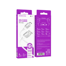 Заредете изображение във визуализатора на галерията – Borofone Cable BX101 Creator - USB to Micro USB - 2,4A 1 metre white
