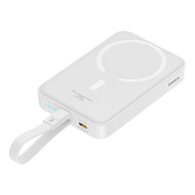 Заредете изображение във визуализатора на галерията – Baseus Magnetic Mini MagSafe 10000mAh 20W powerbank with built-in Lightning cable - white + Baseus Simple Series USB-C - USB-C 60W 0.3m cable
