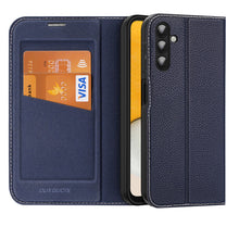 Заредете изображение във визуализатора на галерията – Dux Ducis Skin X2 case Samsung Galaxy A14 5G flip case wallet stand blue
