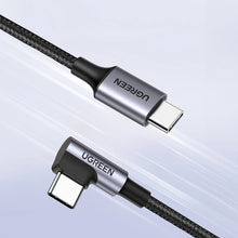Заредете изображение във визуализатора на галерията – Ugreen US255 USB-C to Angled USB 2.0 CM/M Round Cable Aluminum Shell Nickel Plating 0.5m Gray Black
