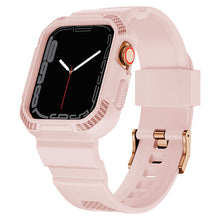 Заредете изображение във визуализатора на галерията – Kingxbar CYF106 2in1 Armored Case for Apple Watch SE, 8, 7, 6, 5, 4, 3, 2, 1 (41, 40, 38 mm) with Strap Pink
