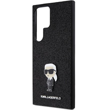 Заредете изображение във визуализатора на галерията – Karl Lagerfeld Fixed Glitter Ikonik Logo Metal Pin Case for Samsung Galaxy S24 Ultra - Black
