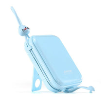 Заредете изображение във визуализатора на галерията – Joyroom power bank with USB C and Lightning cables and stand Cutie Series 10000mAh 22.5W blue (JR-L008)
