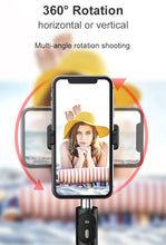 Заредете изображение във визуализатора на галерията – Selfie Stick - with detachable bluetooth remote control and tripod - P60 BLACK

