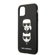 Заредете изображение във визуализатора на галерията – Original Pouch KARL LAGERFELD -  hardcase Saffiano Ikonik Karl&amp;Choupette Head KLHCN61SAKICKCBK for Iphone 11 - black
