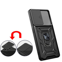Заредете изображение във визуализатора на галерията – Hybrid Armor Camshield case for Samsung Galaxy A23 5G armored case with camera cover black

