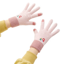 Заредете изображение във визуализатора на галерията – Women's winter telephone gloves with a snowman and a Christmas tree - pink
