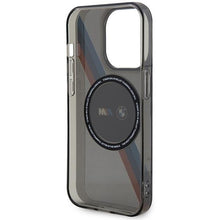 Заредете изображение във визуализатора на галерията – Case BMW BMHMP14LHDTK iPhone 14 Pro 6.1" grey/grey Tricolor Stripes MagSafe
