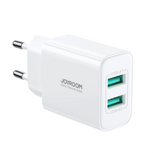 Заредете изображение във визуализатора на галерията – Joyroom JR-TCN04 2xUSB-A 10.5W 2.1A mains charger - white
