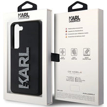 Заредете изображение във визуализатора на галерията – Karl Lagerfeld 3D Rubber Glitter Logo case for Samsung Galaxy S23 - black
