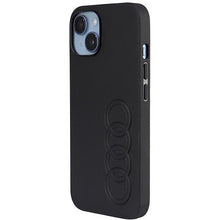Заредете изображение във визуализатора на галерията – Audi Synthetic Leather iPhone 14 6.1" black/black hardcase AU-TPUPPCIP14-TT/D1-BK
